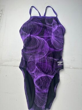 Speedo Purple Geometric-Print One-Piece Swimsuit
